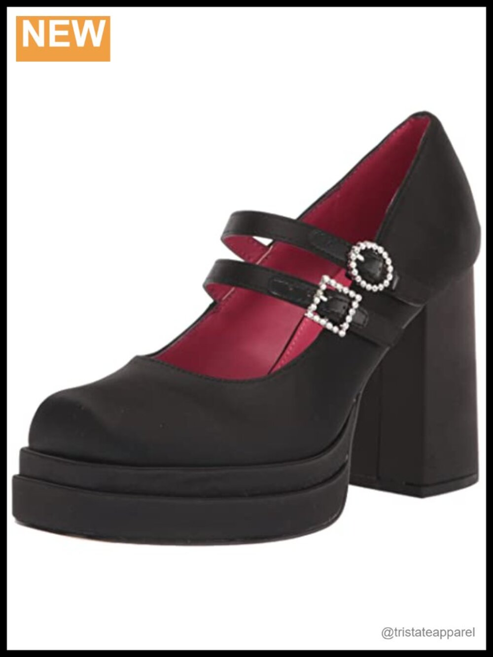 Pepper Jewel Platform Heels Faux Leather Buckle Party Sandals